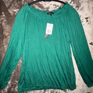 Violets & Roses Green‎ Off Shoulder Long Sleeve Top Blouse Size M New